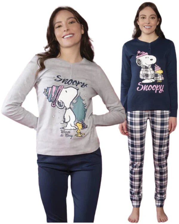 Pigiama Donna Snoopy in Caldo Cotone Sabor Personaggi